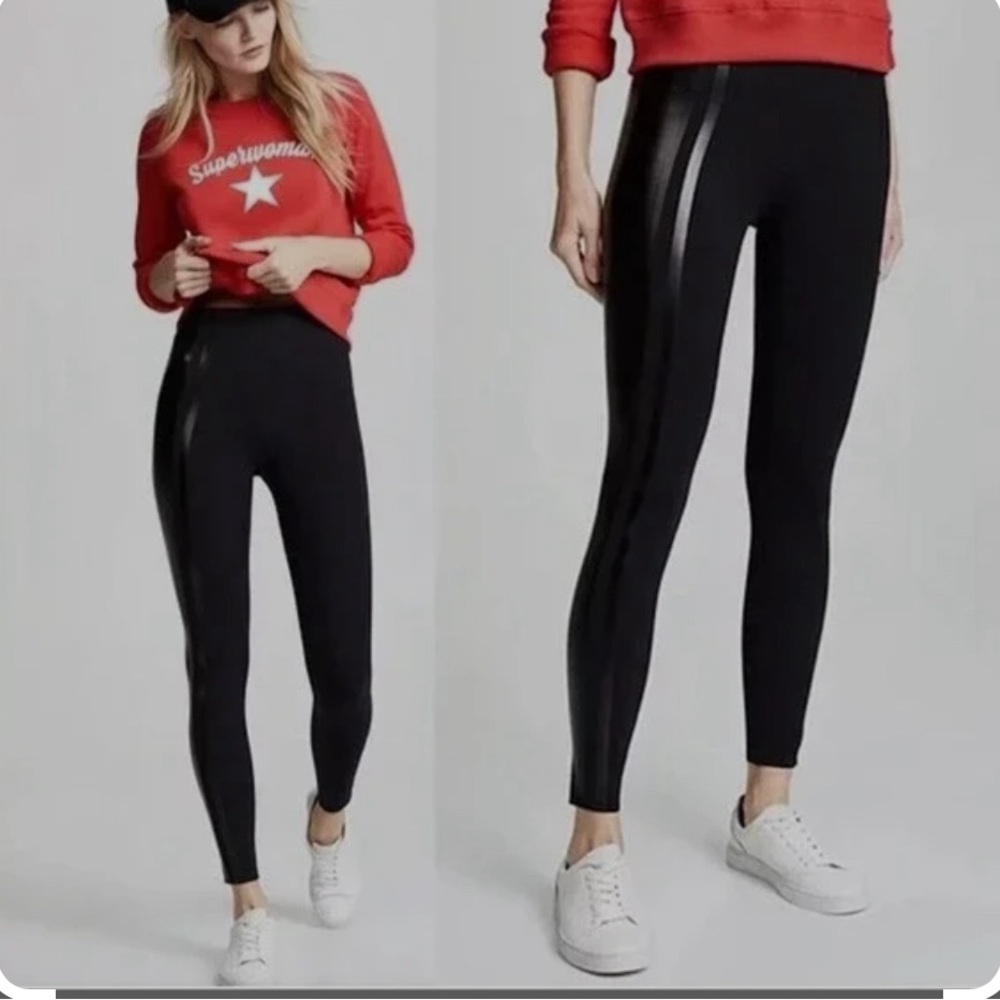 Spanx Every Wear High Waisted Gloss Side Stripe Leggings size Large worn once!